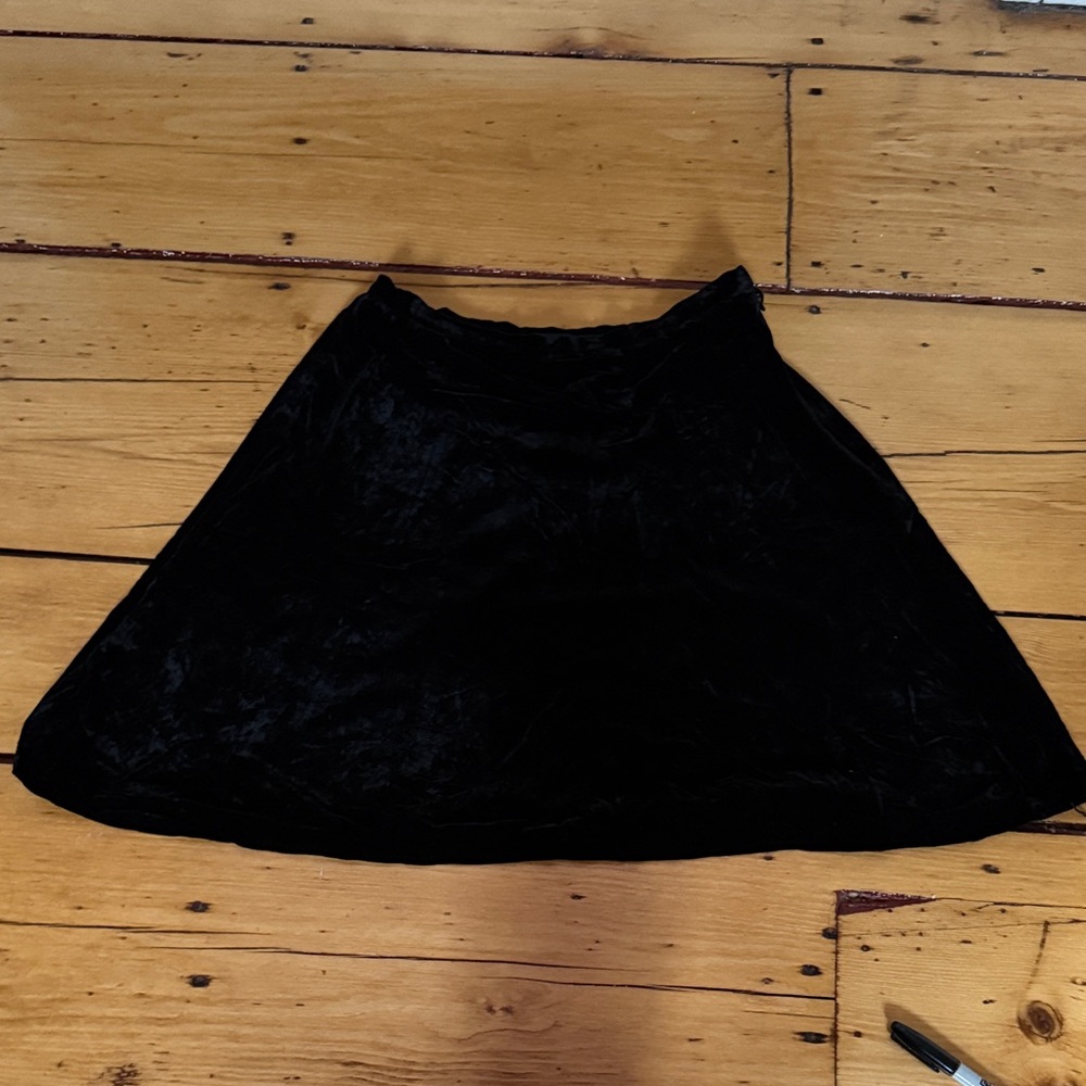 Ann Taylor Black Velvet A-Line Skirt